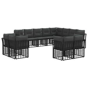 vidaXL Ensemble de canapés d'extérieur Noir et Gris foncé Polyester