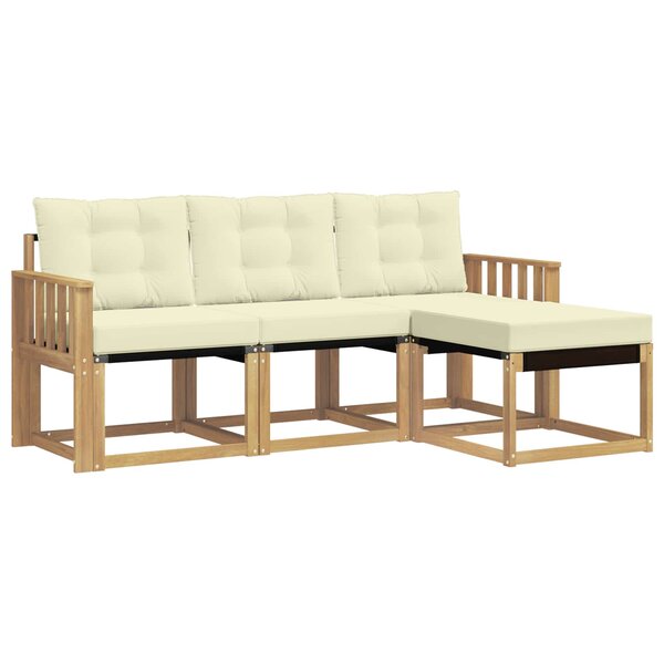 vidaXL Ensemble de canapés d'extérieur 4 pc Blanc et crème
