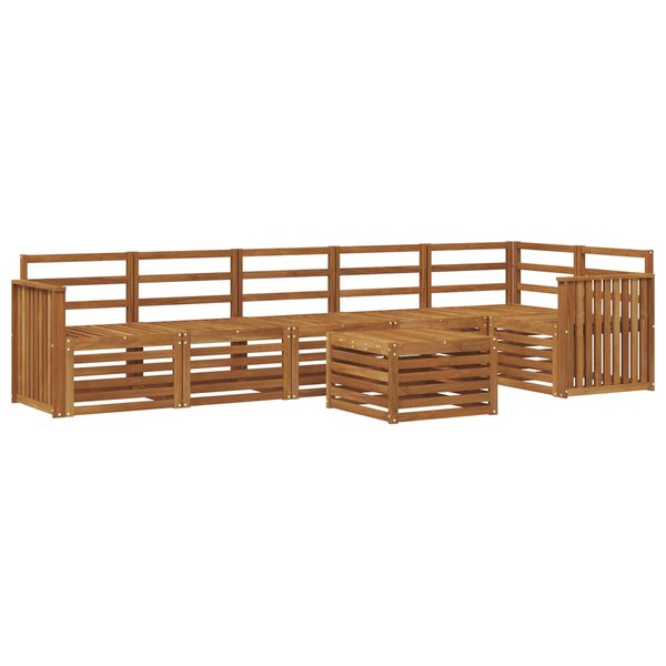vidaXL Ensemble de canapé d'angle 7 Pièces Naturel Bois d'Acacia Massif