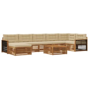 vidaXL Ensemble de canapés d'extérieur 8 pc Naturel et Beige
