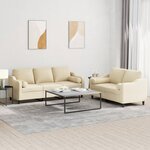 vidaXL Ensemble de canapés 2 Pièces avec coussins crème tissu