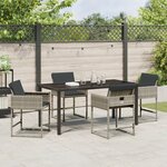 vidaXL Ensemble de salle à manger de jardin 5 pièces avec coussins gris clair en rattan synthétique