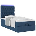 vidaXL Lit ottoman avec matelas et LED Bleu 90x200 cm Tissu