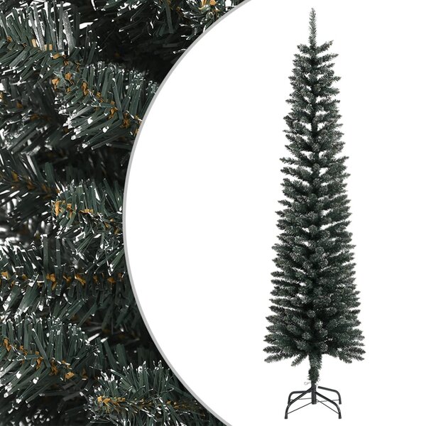 vidaXL Sapin de Noël artificiel mince avec support Vert 210 cm PVC