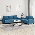 vidaXL Ensemble de canapés 2 Pièces avec coussins Bleu Velours