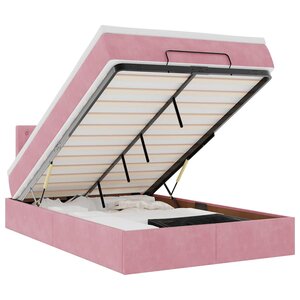 vidaXL Lit ottoman avec matelas et LED rose 120x190 cm velours