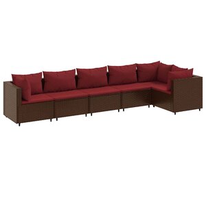vidaXL Salon de jardin 6 Pièces avec coussins Marron Résine tressée