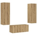 vidaXL Meubles TV muraux 3 Pièces chêne artisanal bois d'ingénierie