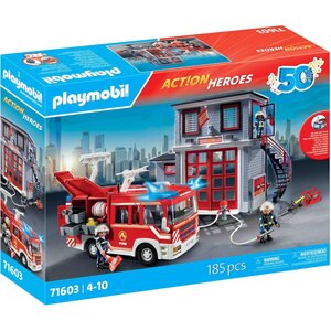 PLAYMOBIL 71603 - Poste de pompiers avec camion d'intervention