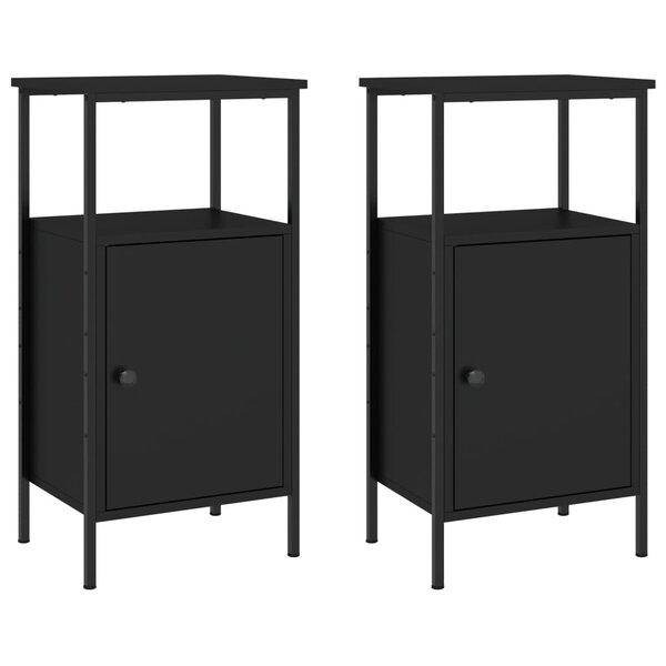 vidaXL Tables de chevet 2 Pièces noir 41x31x80 cm bois d’ingénierie