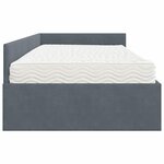 vidaXL Cadre de lit d'angle avec matelas Autre 2 Pièces Gris Velours