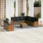 vidaXL Salon de jardin avec coussins 10 Pièces gris résine tressée