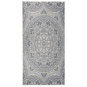 vidaXL Tapis à tissage plat d'extérieur 100x200 cm Motif bleu