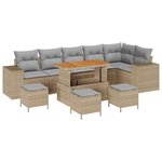 vidaXL Ensemble de canapé de jardin 10 Pièces Beige polyrotin