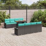 vidaXL Ensemble de canapé de jardin 9 Pièces Noir Poly rotin