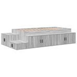 vidaXL Cadre de lit avec rangement Gris Sonoma 90 cm Bois d'ingénierie