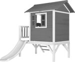 Maisonnette Lodge XL gris froid toboggan blanc