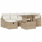 vidaXL Ensemble de canapé de jardin 7 Pièces Beige polyrotin