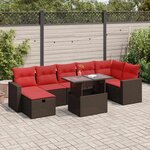 vidaXL Salon de jardin avec coussins 8 Pièces marron résine tressée acacia