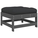 vidaXL Salon de jardin 6 Pièces avec coussins gris bois massif