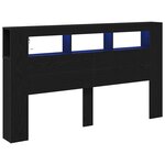 vidaXL Tête de lit LED avec étagère Chêne noir 180 x 18 5 x 103 5 cm