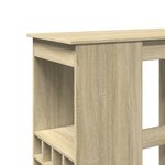 vidaXL Table de bar avec étagères chêne sonoma bois d'ingénierie