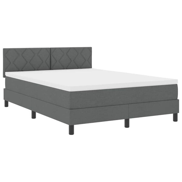 vidaXL Lit à ressorts avec matelas Gris foncé 140 x 200 cm tissu