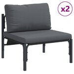 vidaXL Ensemble de canapé de jardin avec coussin 6 Pièces Noir Acier