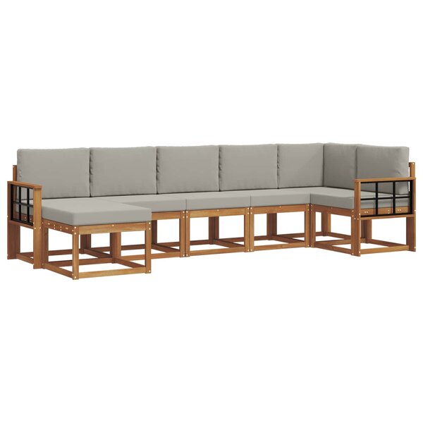 vidaXL Ensemble de canapés d'extérieur 7 pc Gris Naturel et Clair