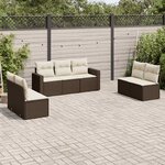 vidaXL Salon de jardin avec coussins 7 Pièces marron résine tressée