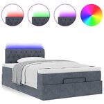 vidaXL Lit ottoman avec matelas et LED gris foncé 90x200cm