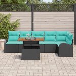 vidaXL Ensemble de canapé de jardin 7 Pièces Noir Poly rotin