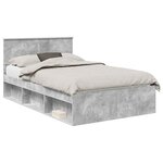 vidaXL Cadre de lit avec tête de lit Béton 120 x 190 cm Pin massif