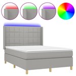 vidaXL Sommier à lattes de lit et matelas et LED Gris clair 140x190 cm