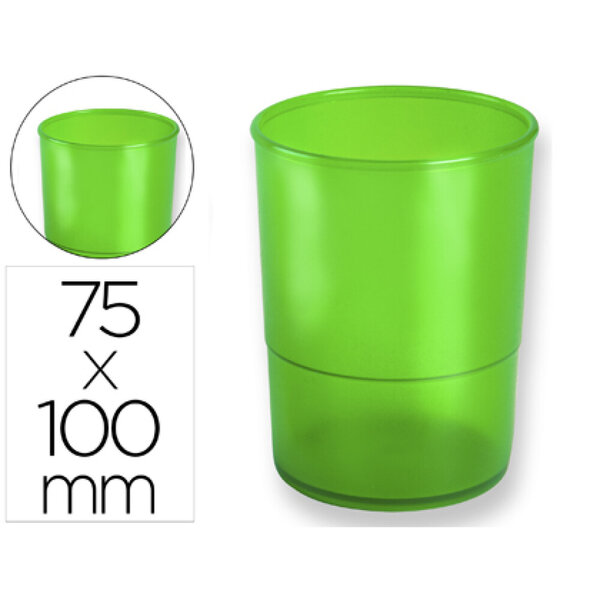 Pot a crayons q-connect plastique hauteur mm diametre mm coloris vert translucide