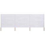 vidaXL Paravent 3 panneaux Tissu 400 x 80 cm Blanc sable