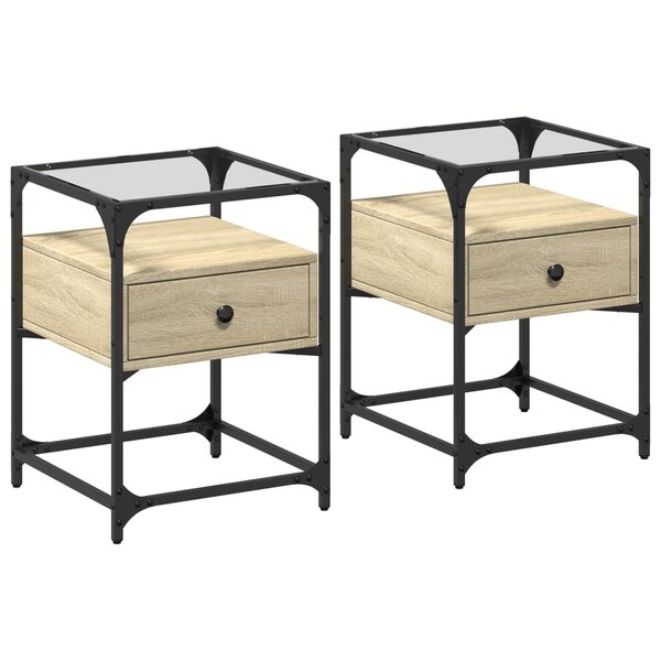 vidaXL Tables de chevet 2 Pièces chêne sonoma 40x40x55 cm bois ingénierie