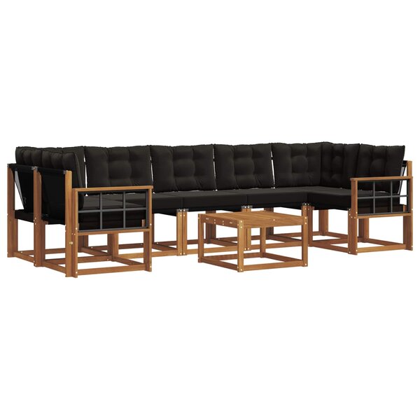 vidaXL Ensemble de canapés d'extérieur 8 pc Naturel et Noir