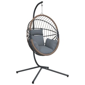 vidaXL Chaise suspendue forme d'œuf et support gris clair rotin acier
