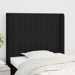 vidaXL Tête de lit avec oreilles Noir 83x16x118/128 cm Tissu