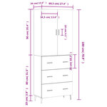vidaXL Buffet haut Chêne sonoma 69 5x34x180 cm Bois d'ingénierie