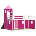 vidaXL Lit superposé sans matelas avec toboggan et rideaux 80x200 cm
