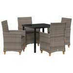 vidaXL Set de salle à manger de jardin avec coussins en poly rattan gris