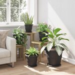 vidaXL Pots de plantes 6 Pièces Noir Ø 26 x 21.5 cm Plastique