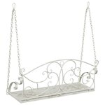 vidaXL Banc Balançoire Acier 110 x 52 5 x 47 cm Blanc antique