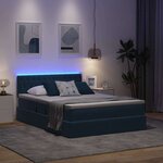 vidaXL Lit de rangement LED avec matelas Bleu foncé 140 x 190 cm