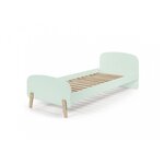 KIDDY Lit simple en bois laqué et brut et sommier 90x200cm Vert menthe