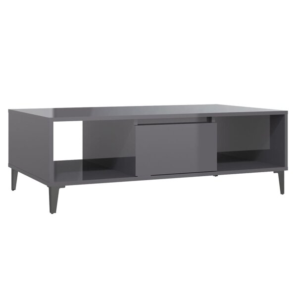vidaXL Table basse gris brillant 103 5x60x35 cm bois d'ingénierie