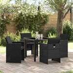 vidaXL Ensemble de salle à manger pour jardin 5 Pièces Noir Poly rotin