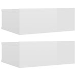 vidaXL Tables de chevet flottantes 2Pièces Blanc brillant Bois ingénierie